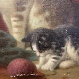 Oil on canvas depicting cats