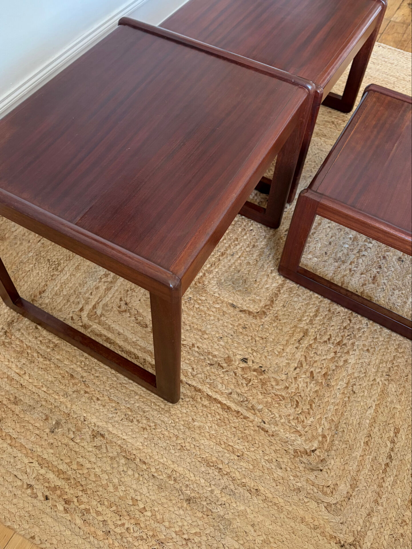 Nest of tables in teak from the 1960s.