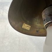 Vintage Glashütte Limburg pendant lamp – opaline and brass