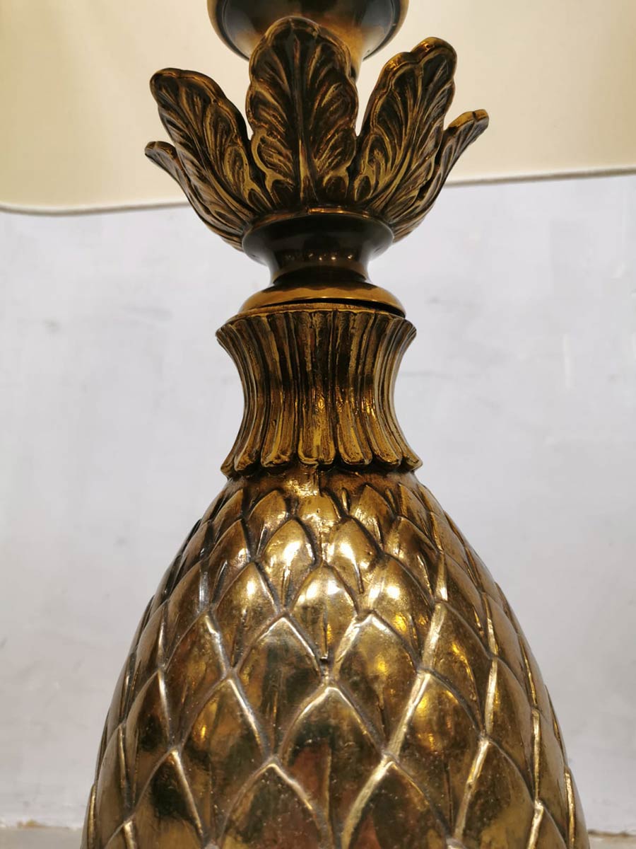 Lampe de table ananas vintage français laiton