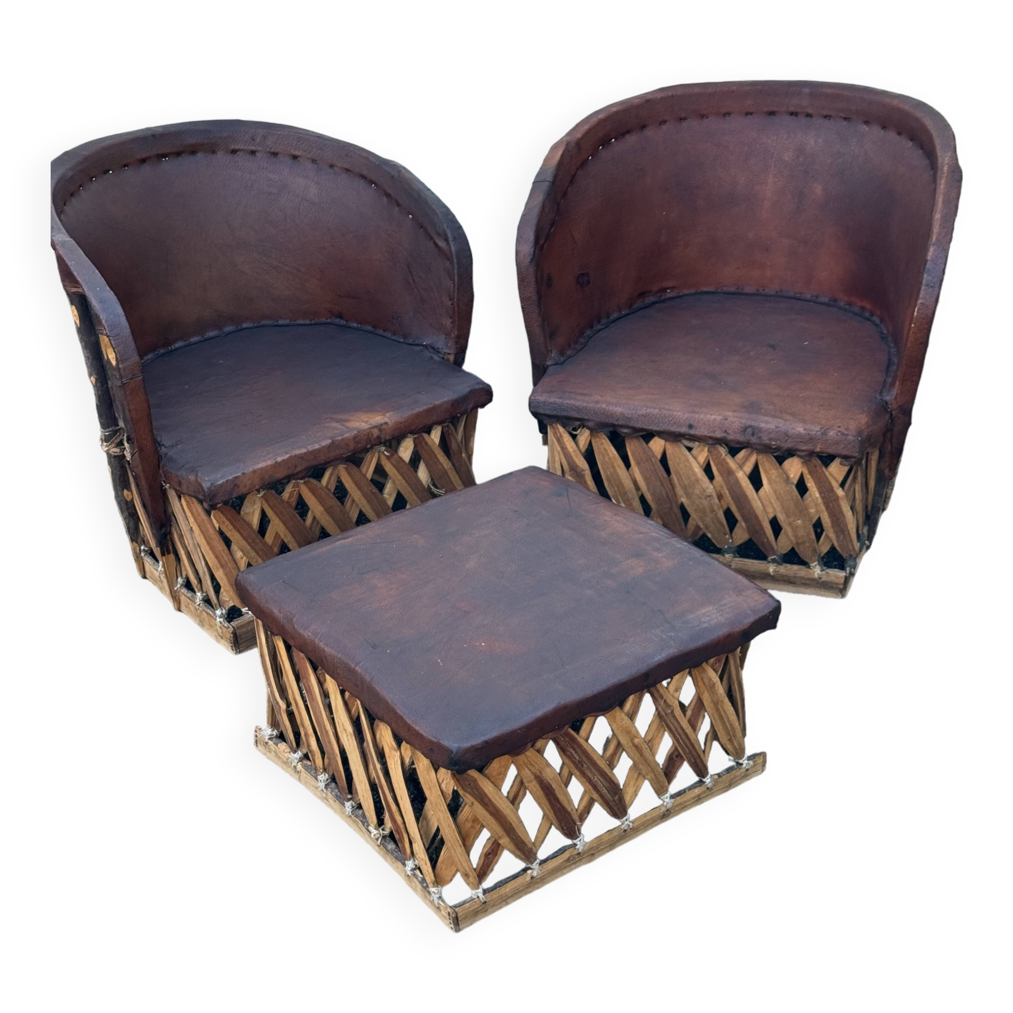 Vintage Mexican Equipale chairs and table