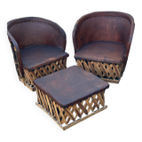 Vintage Mexican Equipale chairs and table