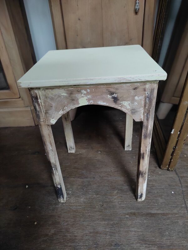 Solid wood stool seat square feet patinated