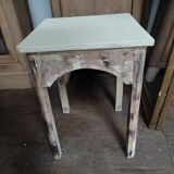 Solid wood stool seat square feet patinated