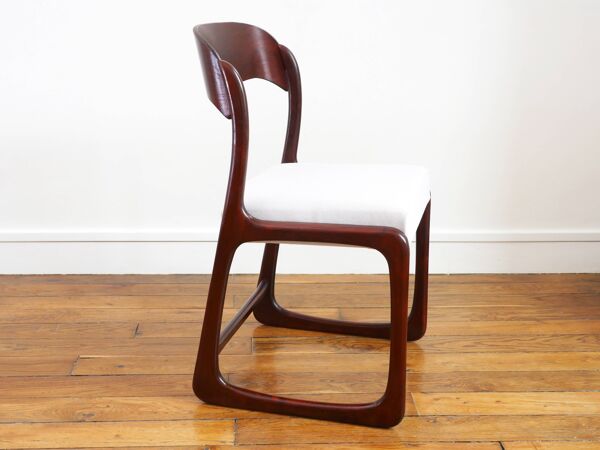 Chaise Baumann Traineau - Entièrement restaurée - Tissu, mousse & sangles : neuf