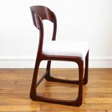 Chaise Baumann Traineau - Entièrement restaurée - Tissu, mousse & sangles : neuf
