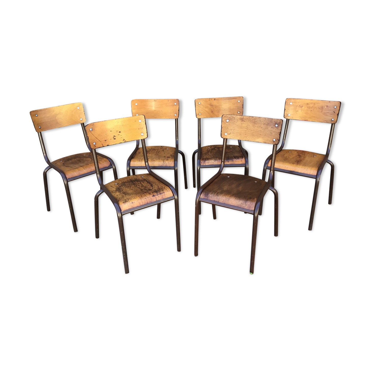 Set of 6 vintage school industrial school chairs
