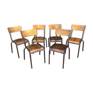 Lot de 6 chaises d'école industrielle