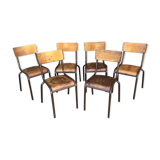 Set of 6 vintage school industrial school chairs