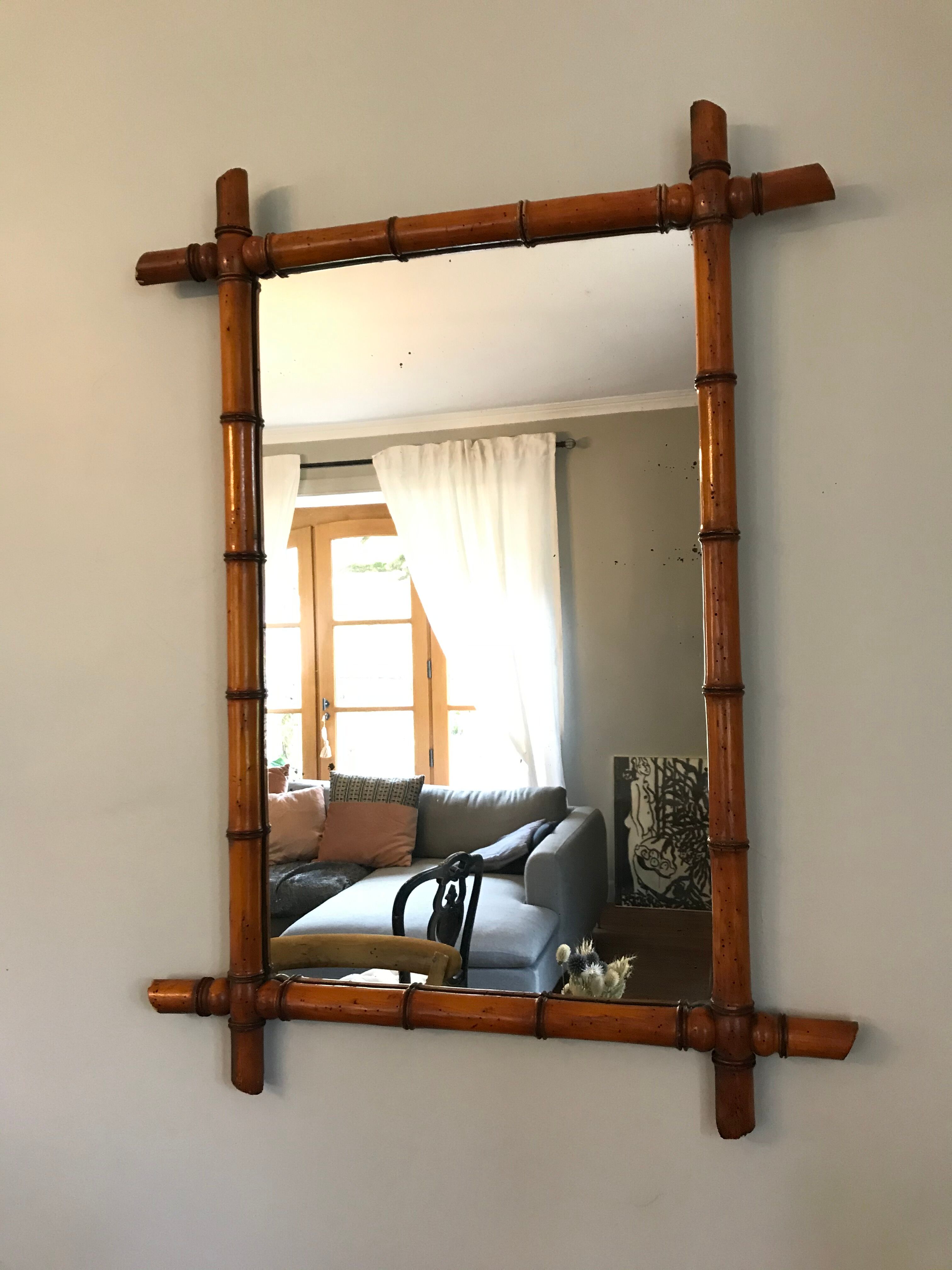 Vintage bamboo mirror 75 x 100 cm