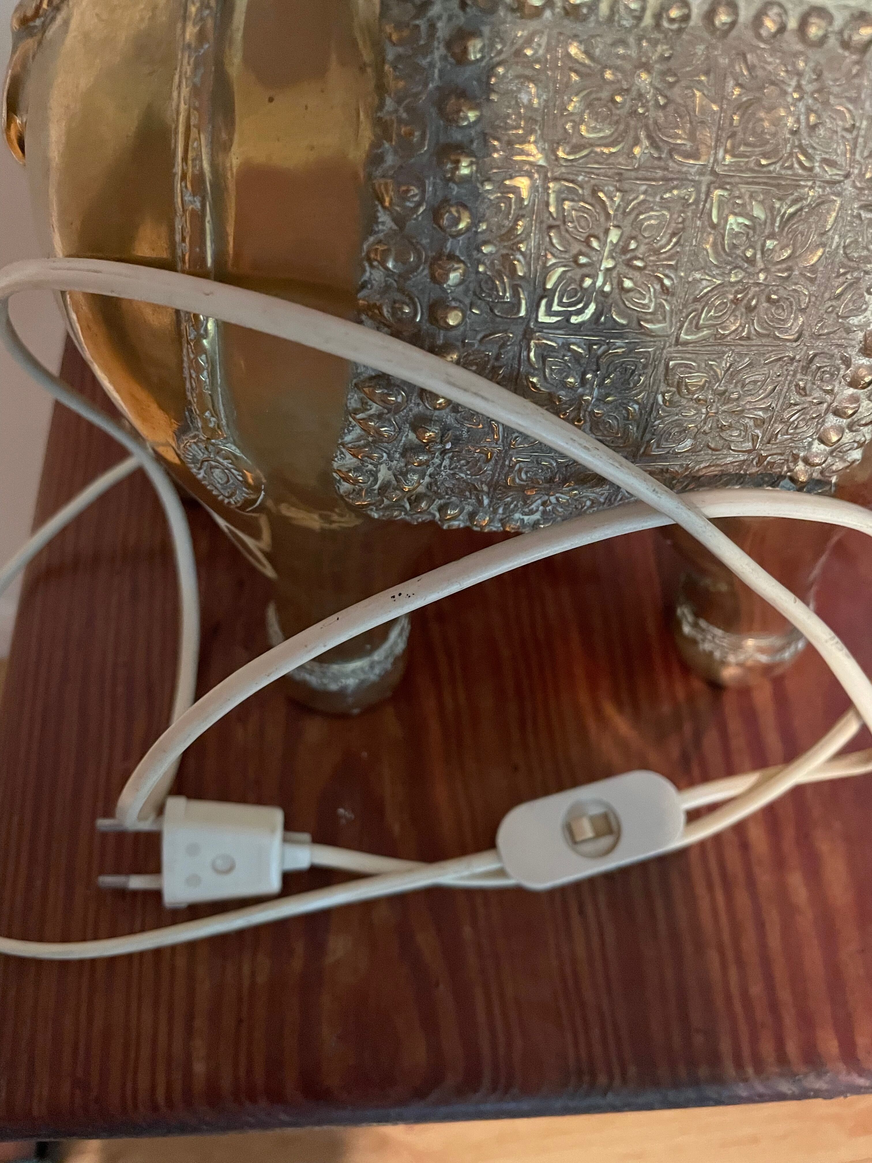 Golden brass elephant lamp