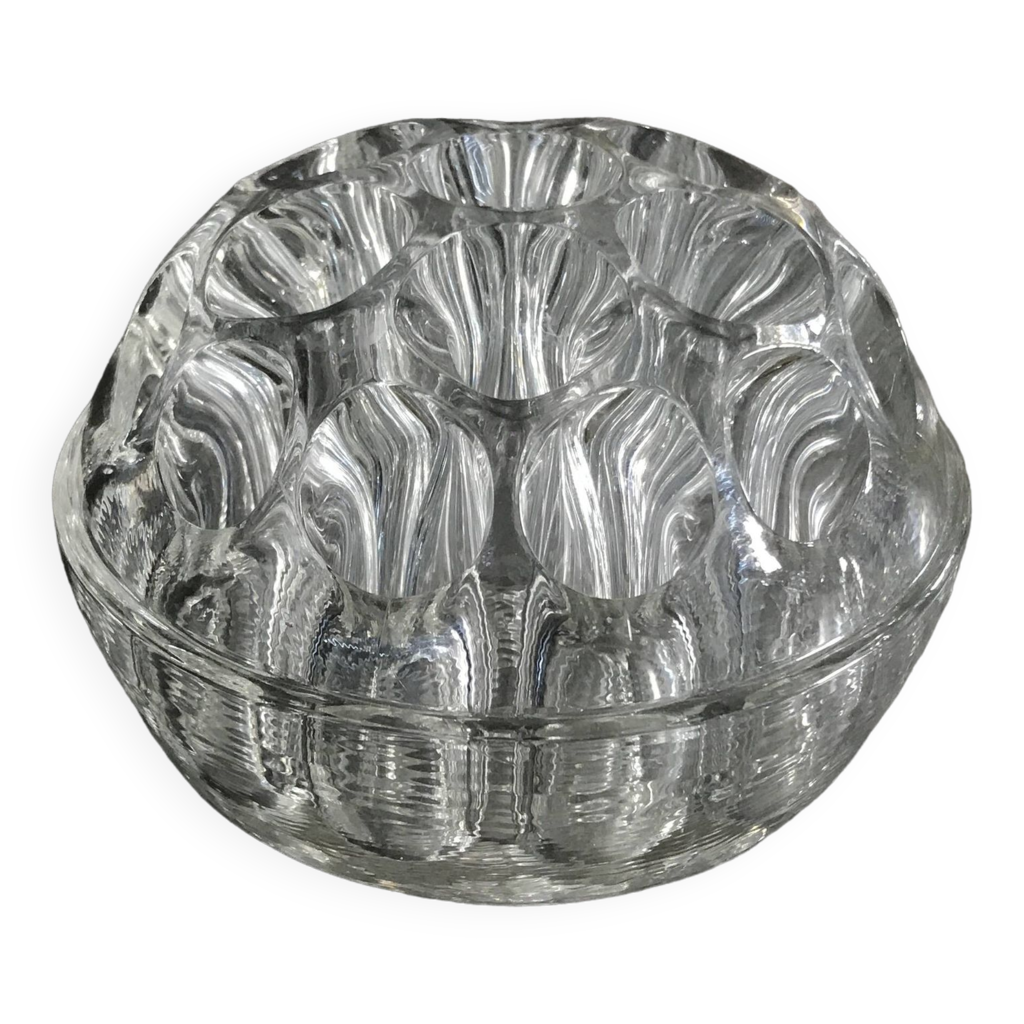 ANCIEN VASE BOULE art déco en verre opaline bleu EUR 55,00 - FR