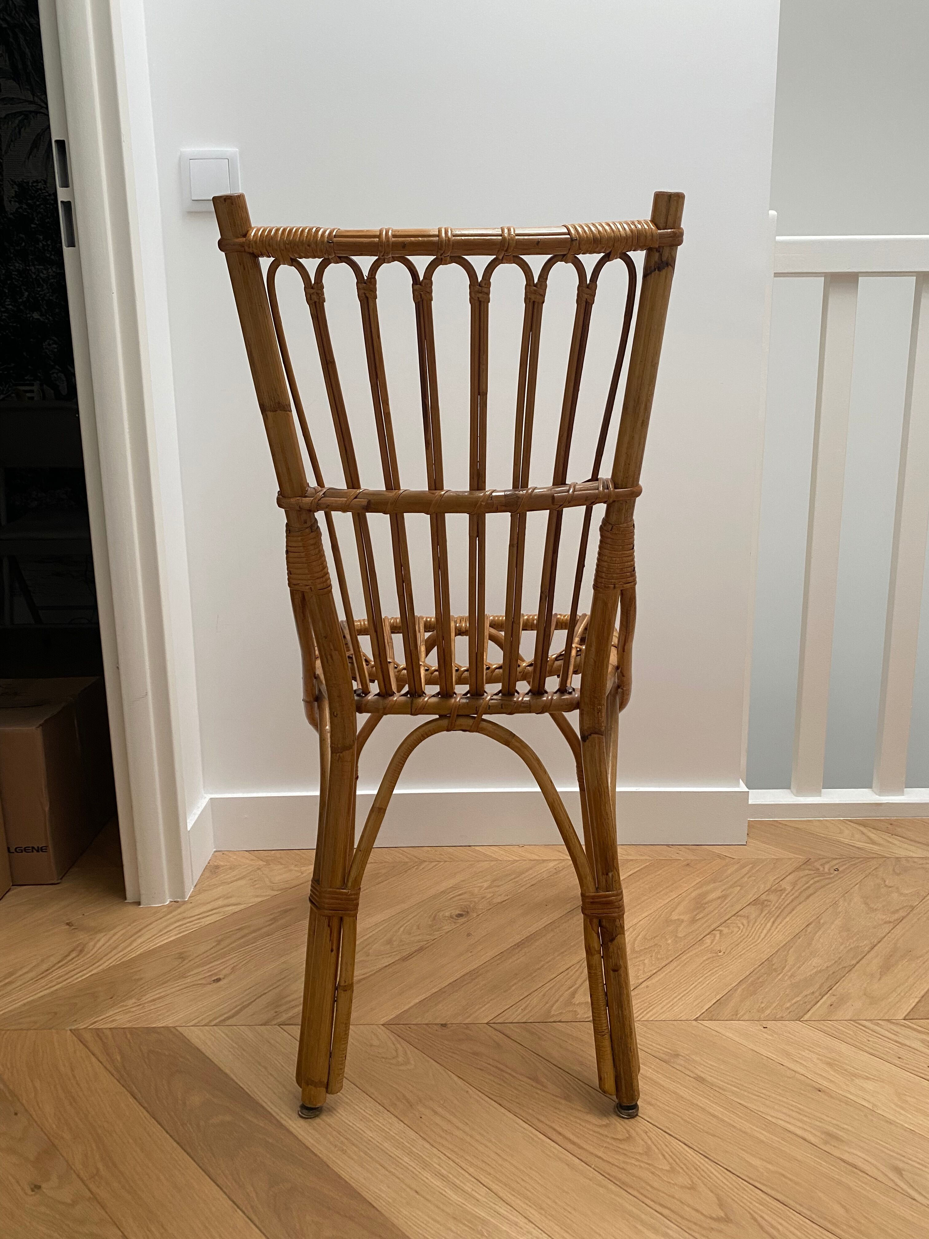 Louis Sognot rattan desk and chair
