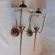 pair of wall-mounted torch lights corner 1950-1960 Arlus or Lunel glass metal