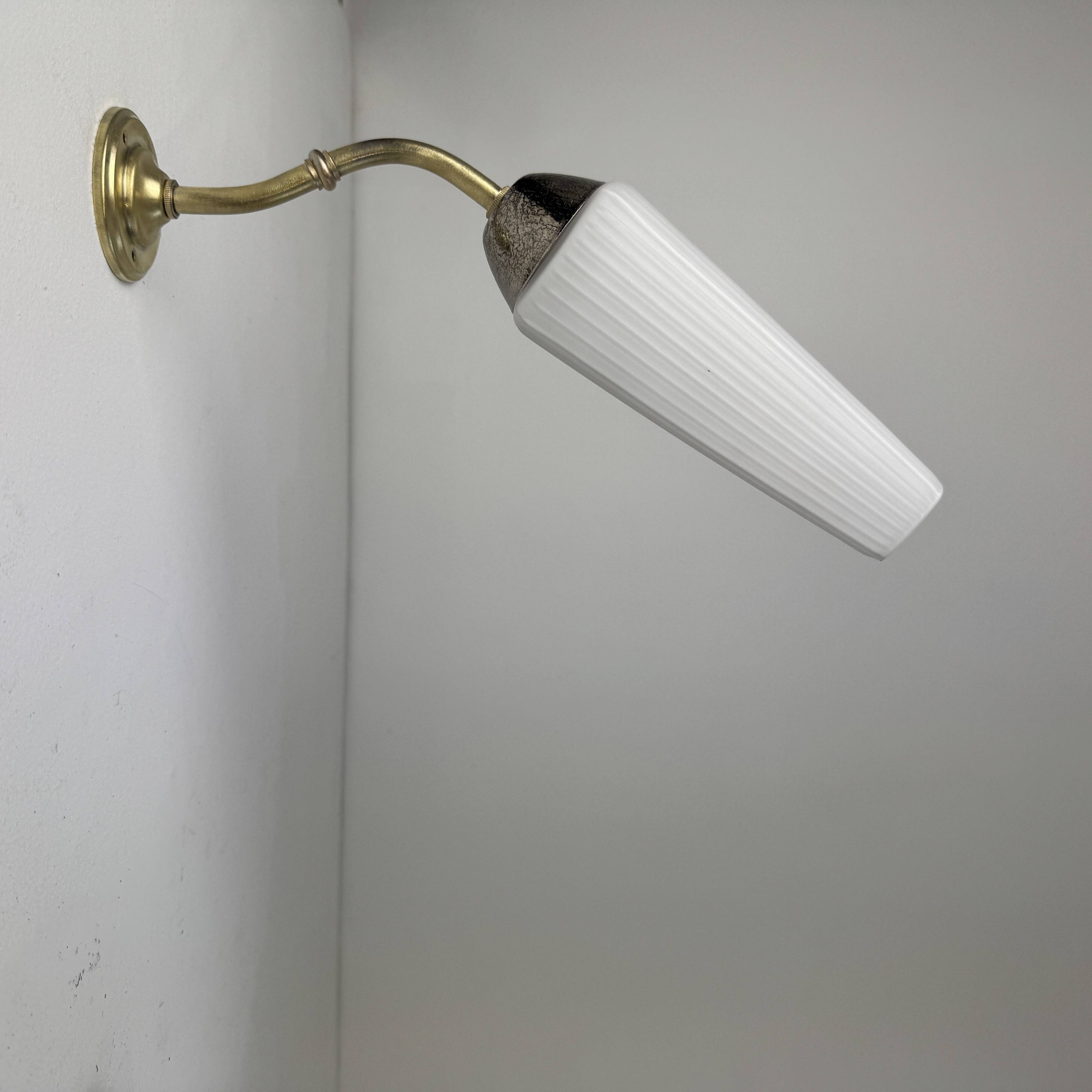 Antique brass and vintage opaline wall light