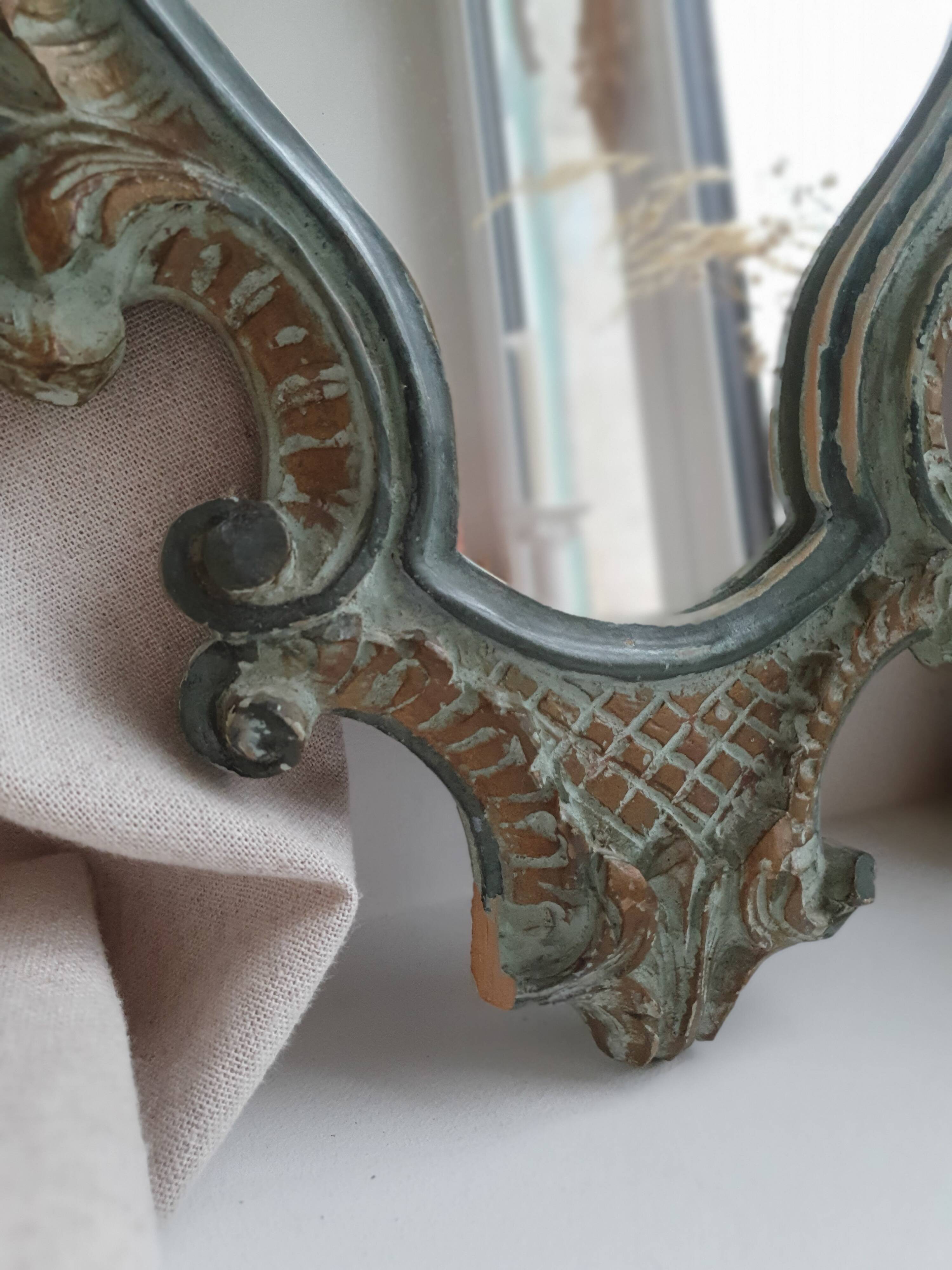 Mirror shell painted wooden Louis XV style