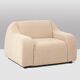 A pair of large and comfortable beige fabric armchairs. Contemporary.