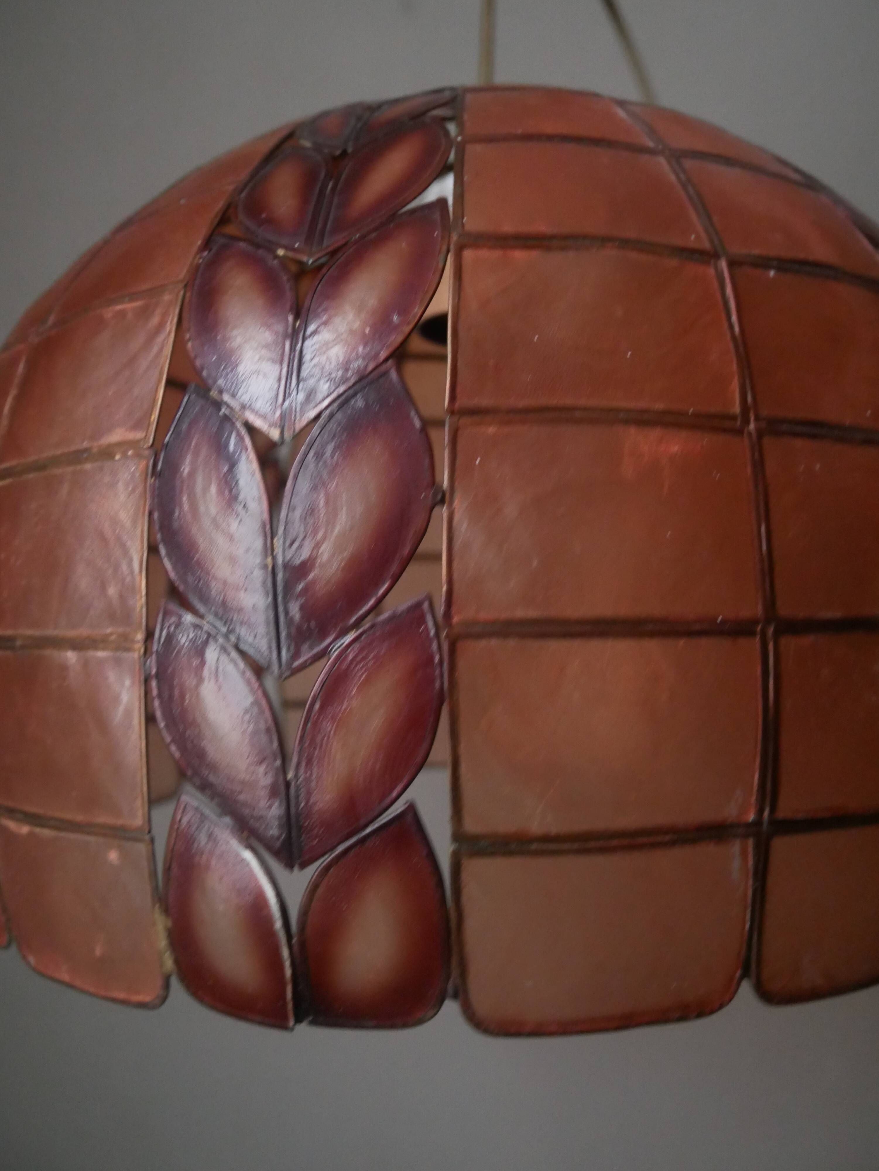 Mother-of-pearl brass pendant chandelier, bohemian country decoration, handcrafted