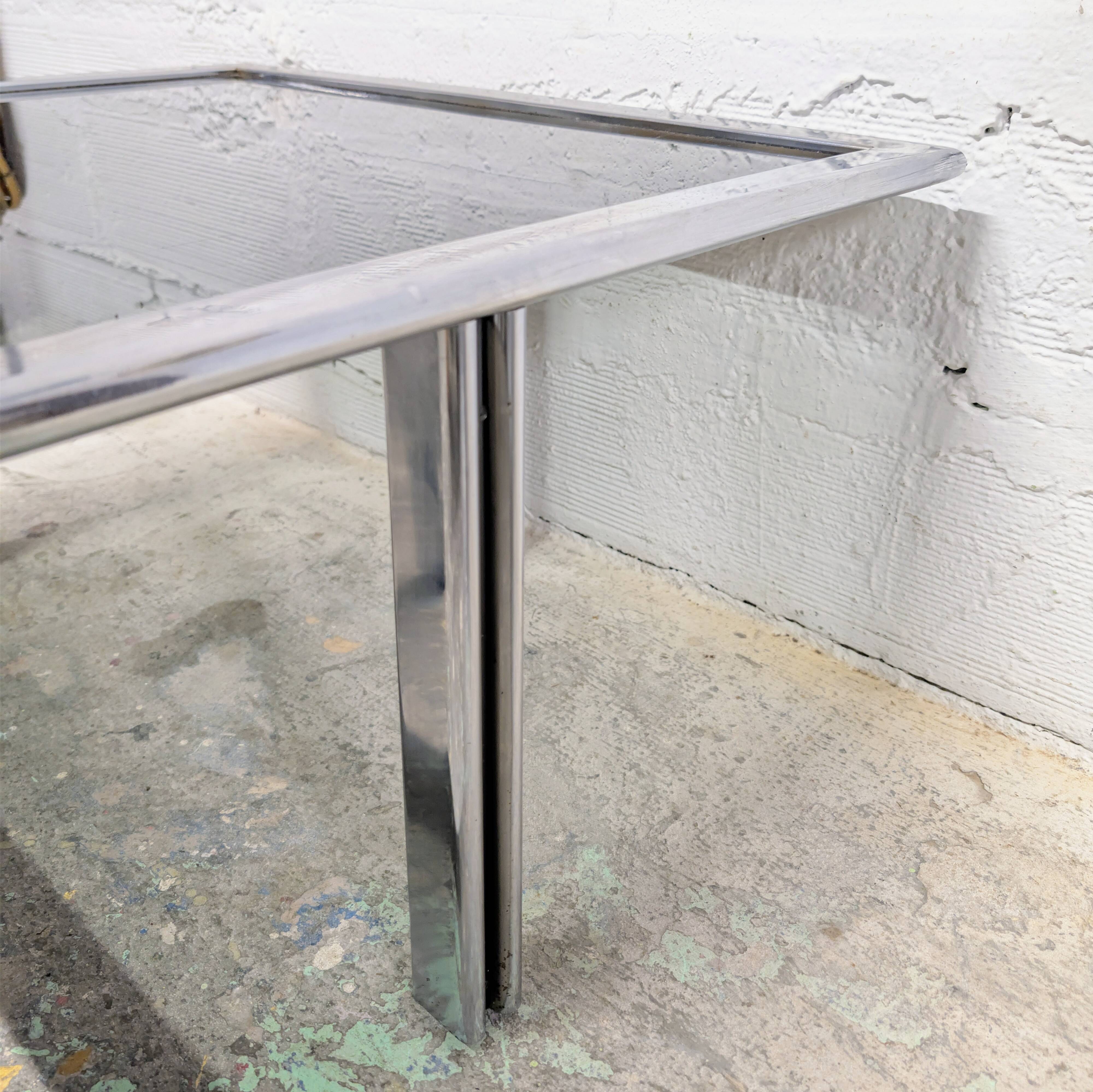 Metal and smoked glass coffee table