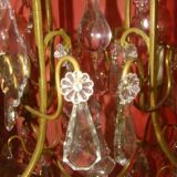 Bronze and crystal chandelier with 4 arms from the early 20th century