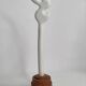 Biomorphic-inspired sculpture, on an industrial wooden base, 28 cm