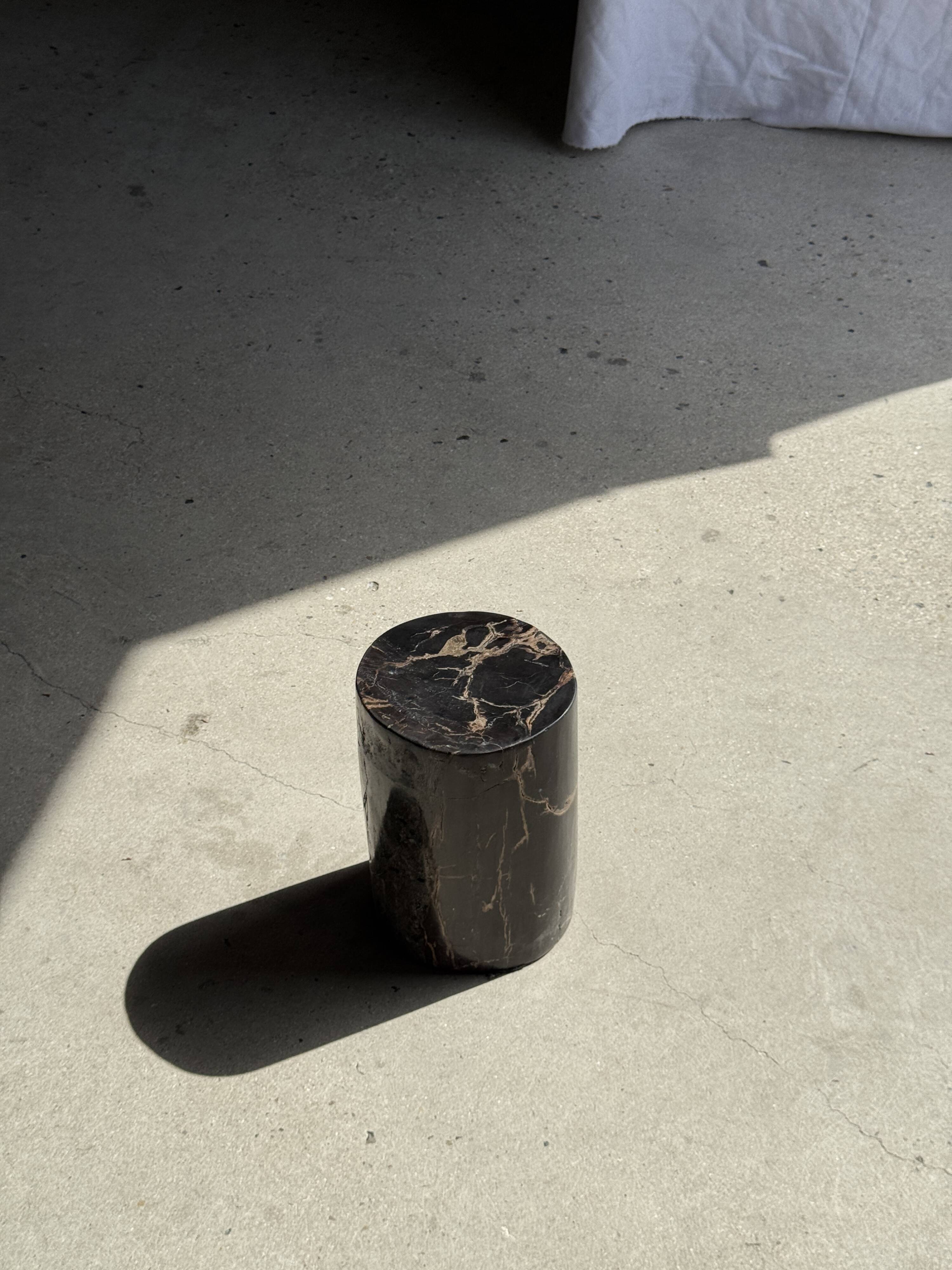 Table d'appoint en bois pétrifié noir