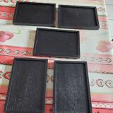Set of 5 used rectangular wooden serving trays
