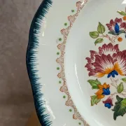 Large ironstone plate Longwy – Shanghai model – Polychrome floral decoration