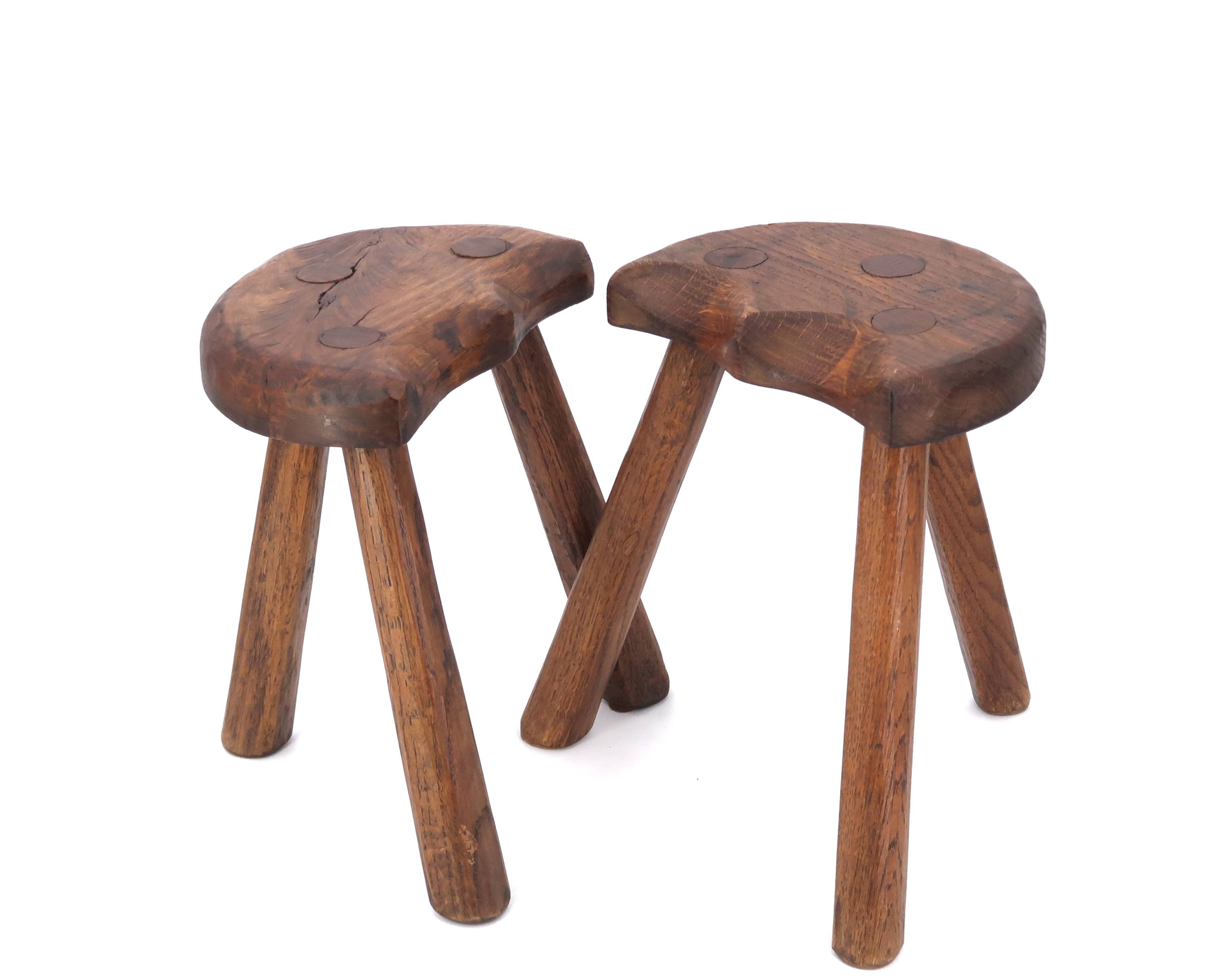 Wooden tripod stool, mountain folk art, 1950s