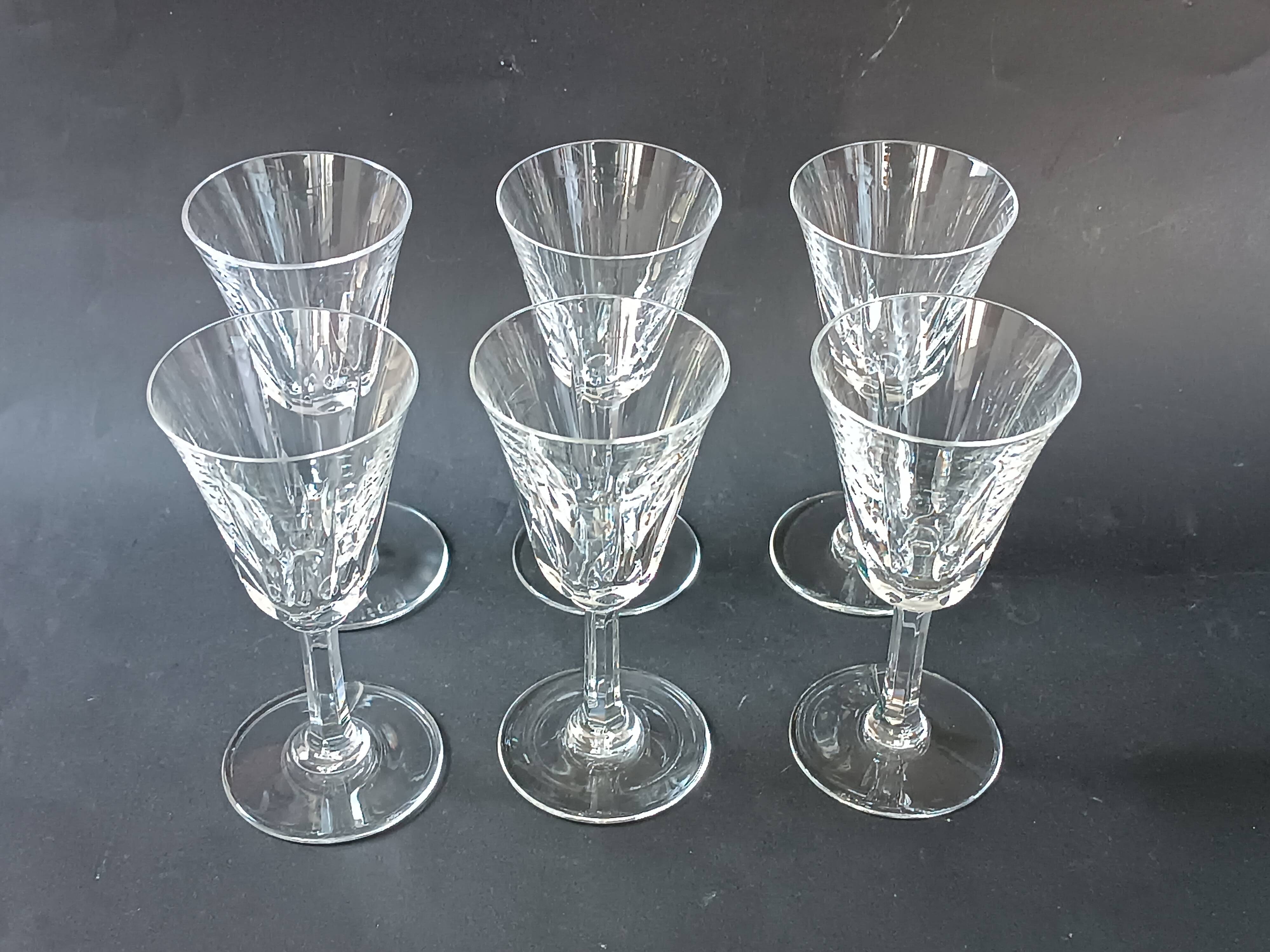 6 crystal stem glasses Cerdagne service Saint Louis vintage