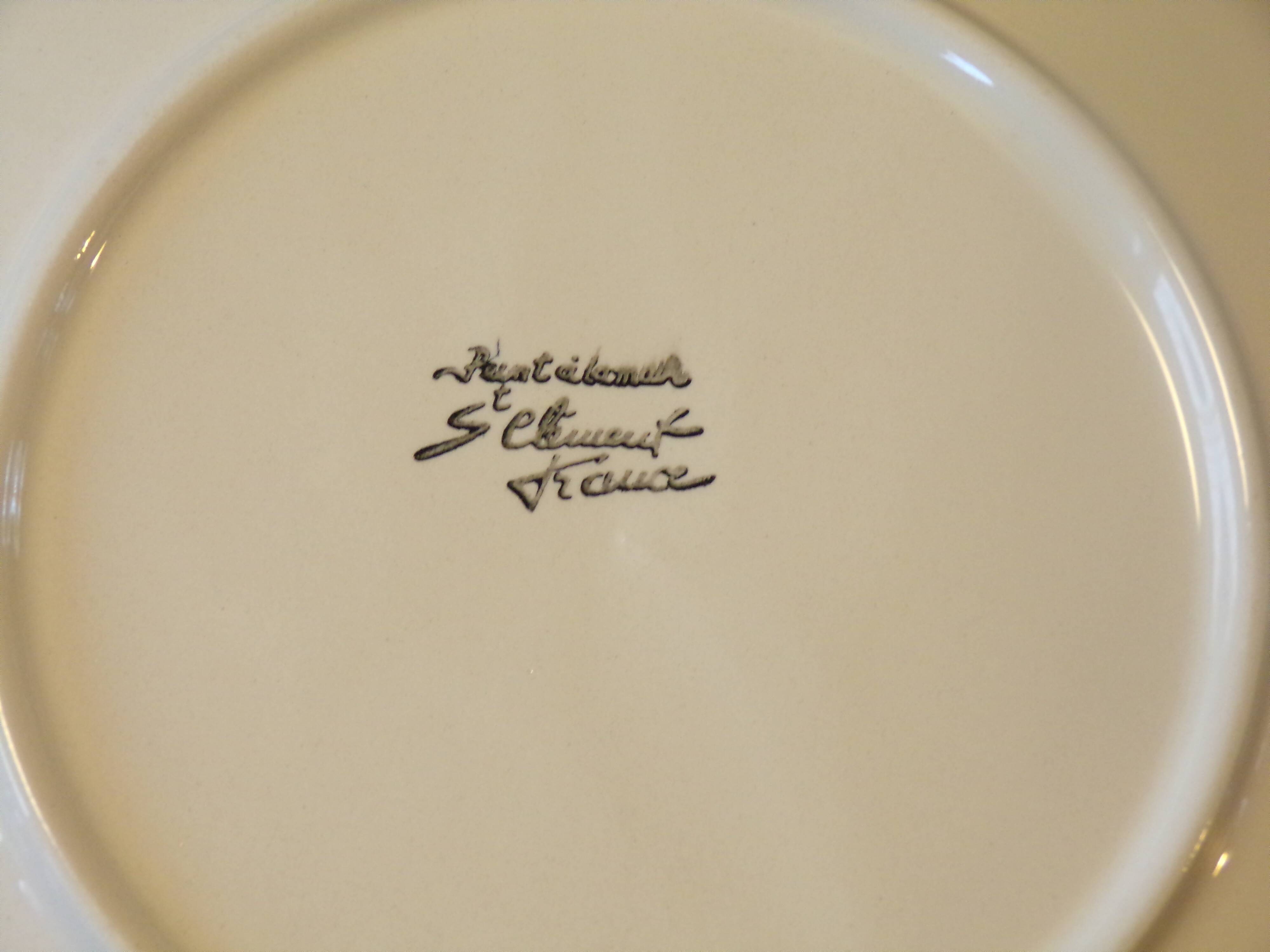 Lot 4 assiettes barbotine st clément fruits