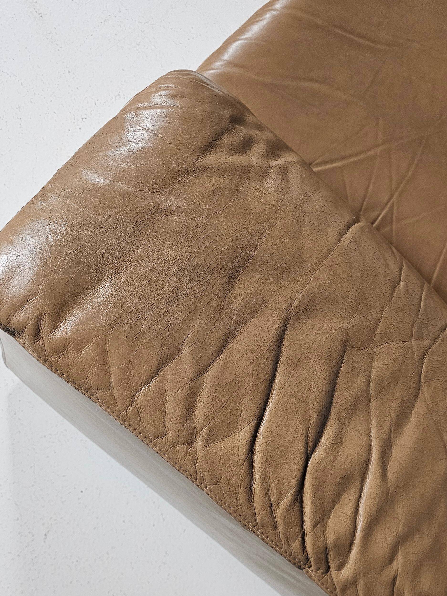 Modular "Jeep" sectional sofa in light brown leather by Anita Schmidt for Durlet, 1970.