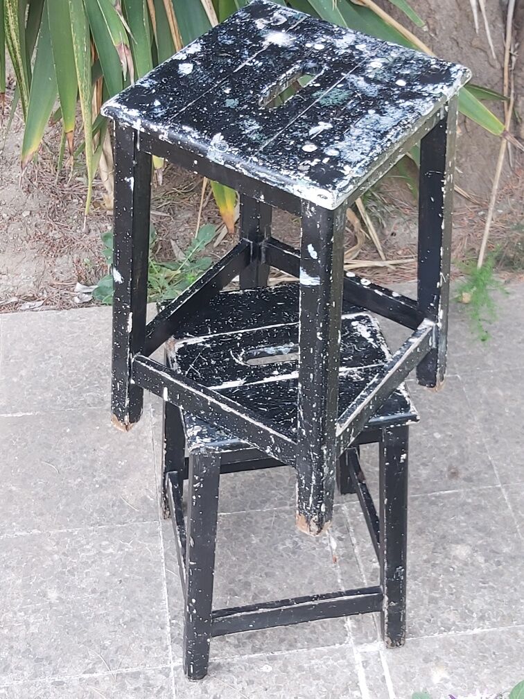 Pair stool painted wood workshop