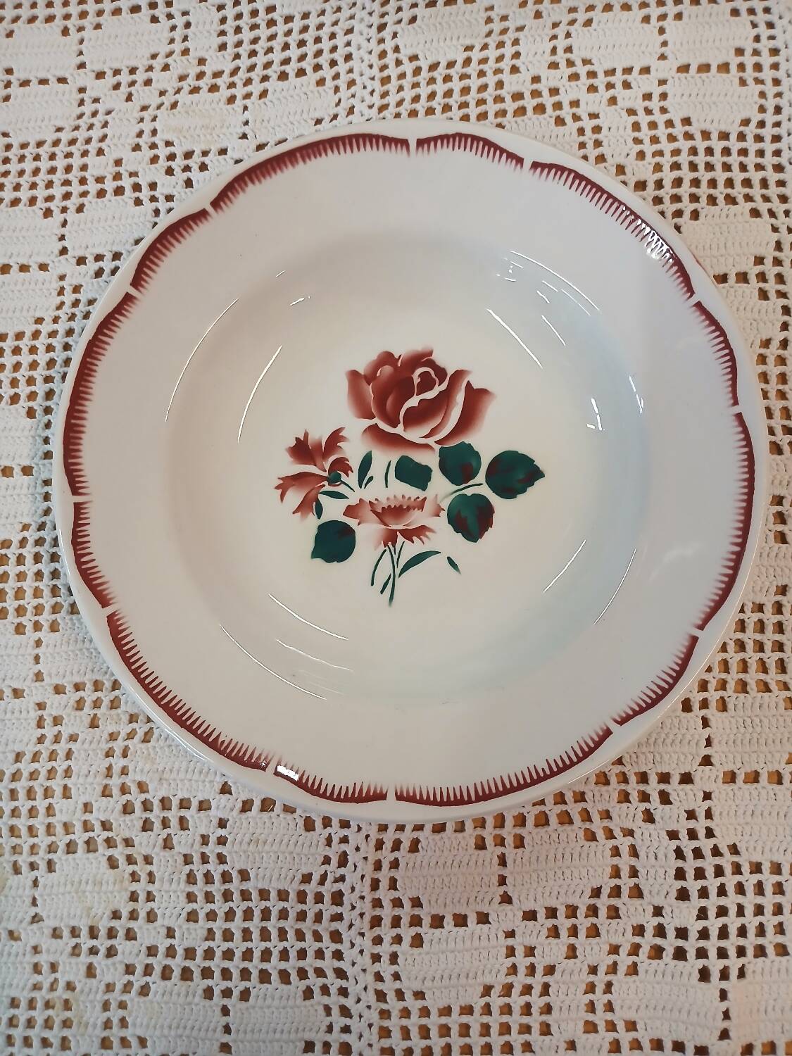 6 mismatched antique soup plates
