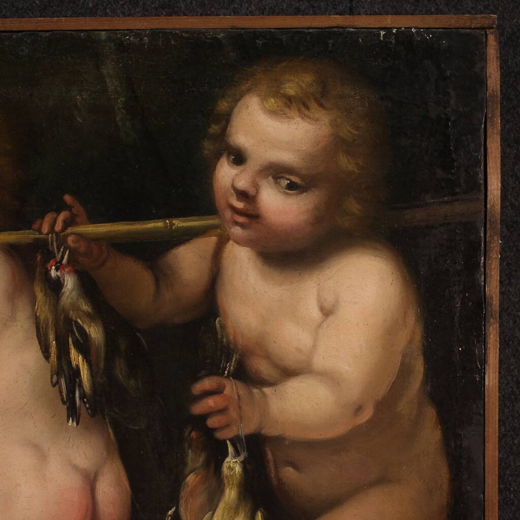 17th century Italian school painting, cherub games
