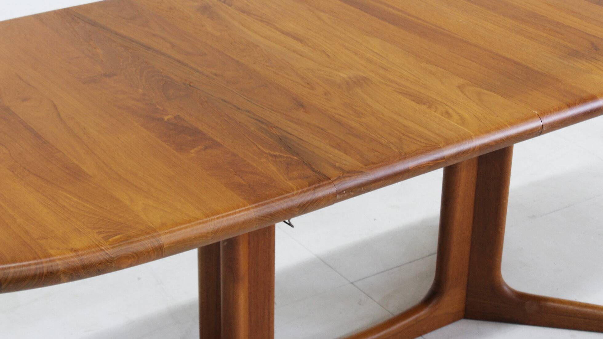 Vintage Glostrup Danish oval extendable dining table solid teak 1960s