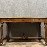 Magnificent Louis XVI style center flat desk in solid walnut circa 1850