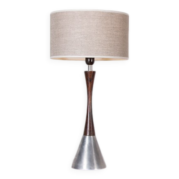 Swedish table lamp in Aluminum, Rosewood and Bakelite by Bergboms 1960.