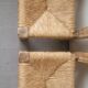 Pair of brutalist chairs in wood and straw