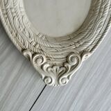 Large oval dish in sculpted white ceramic