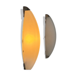 Vintage wall lights, chrome metal and frosted glass, France, 1970.