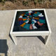 Vintage coffee table in wood and ceramic signed from the 70s-80s.