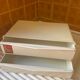 Bakelite white plastic vintage wall storage box with Flair origin label