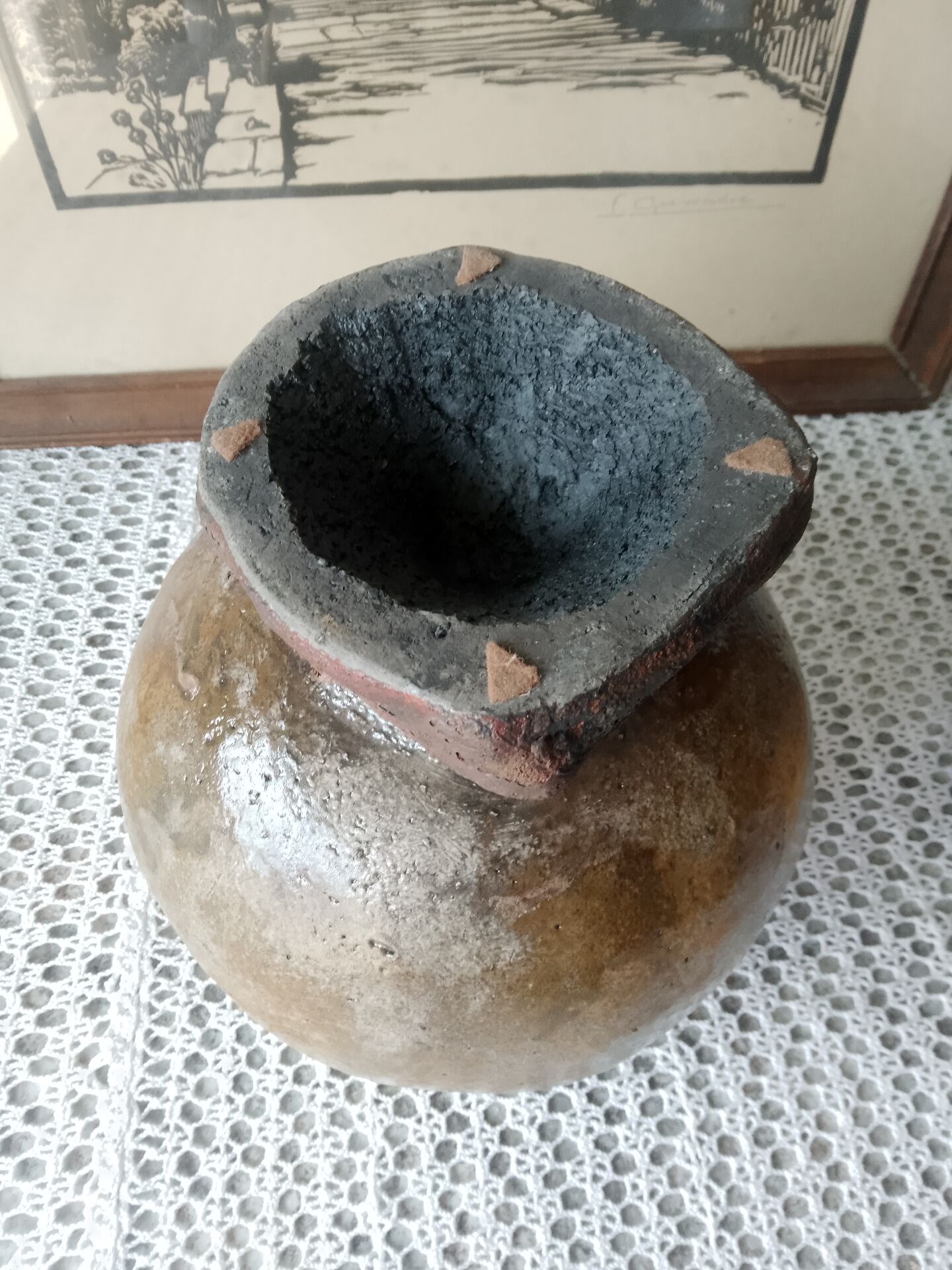 Art ceramic vase signed – Pre-Columbian style / Vallauris spirit