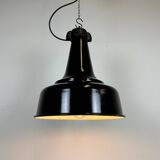 Industrial black pendant factory lamp with cast iron top, 1970s