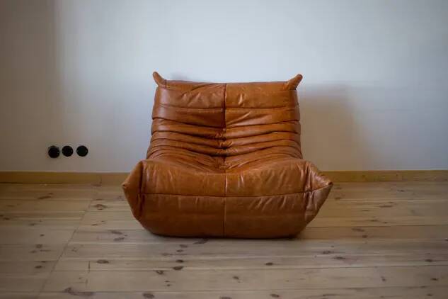 Togo Ensemble de 2 canapés deux places, 2 fauteuils et un pouf en cuir de pin de Dubaï