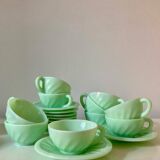 Service à café en opaline vert mint