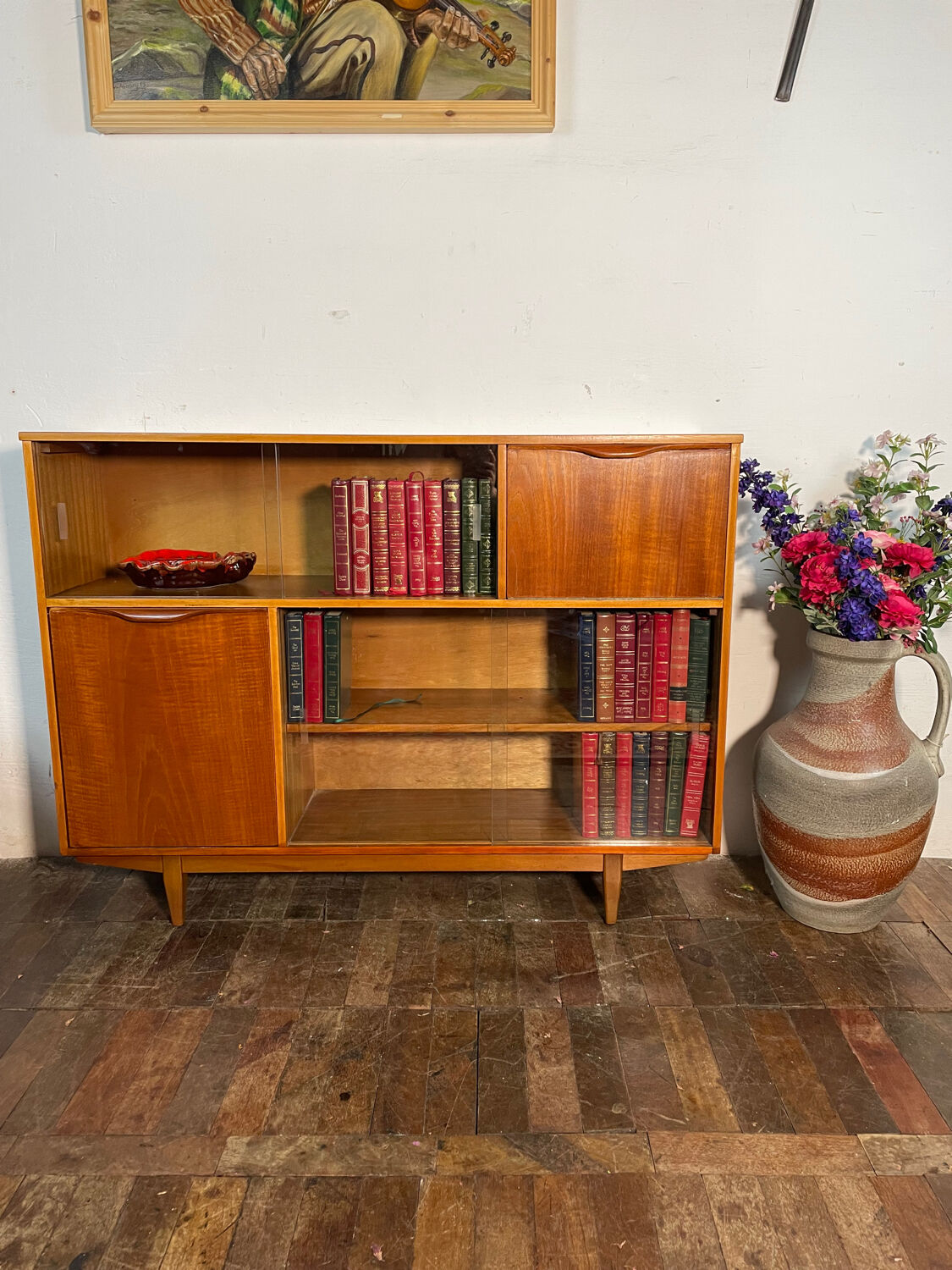 Mid century retro vintage teak cocktail bar display cabinet 1960