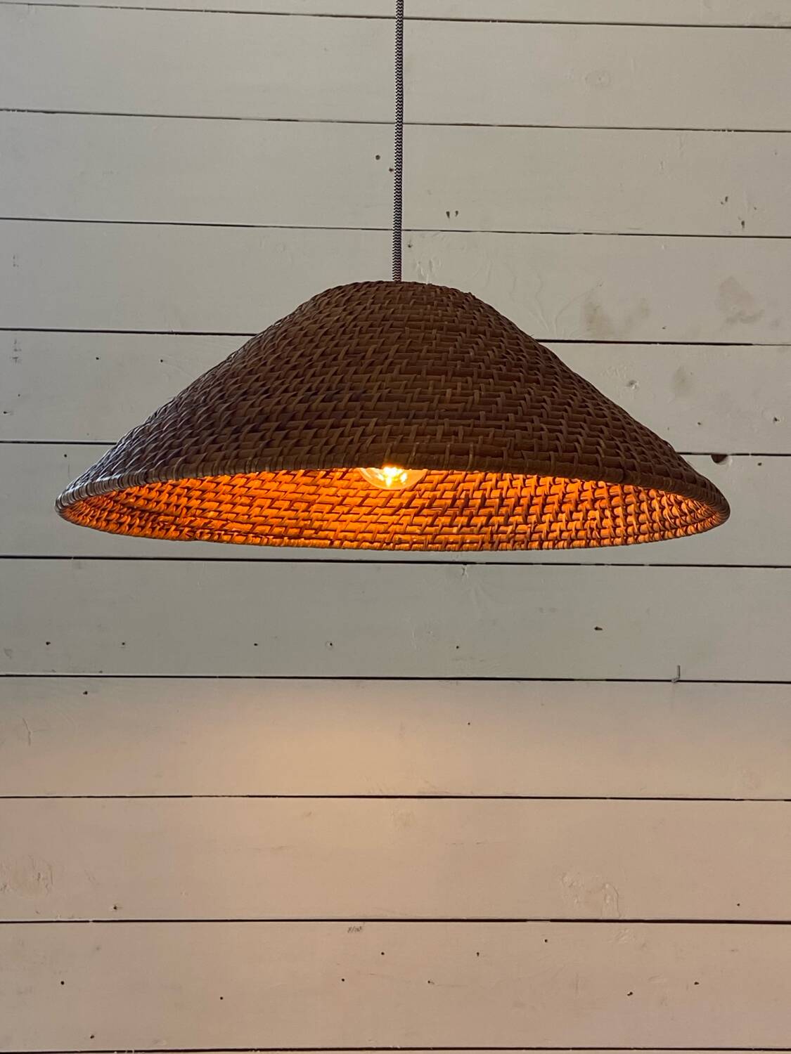 Rattan pendant lamp from the 60s