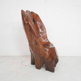 Hand carved wooden tree trunk chair, 1970's